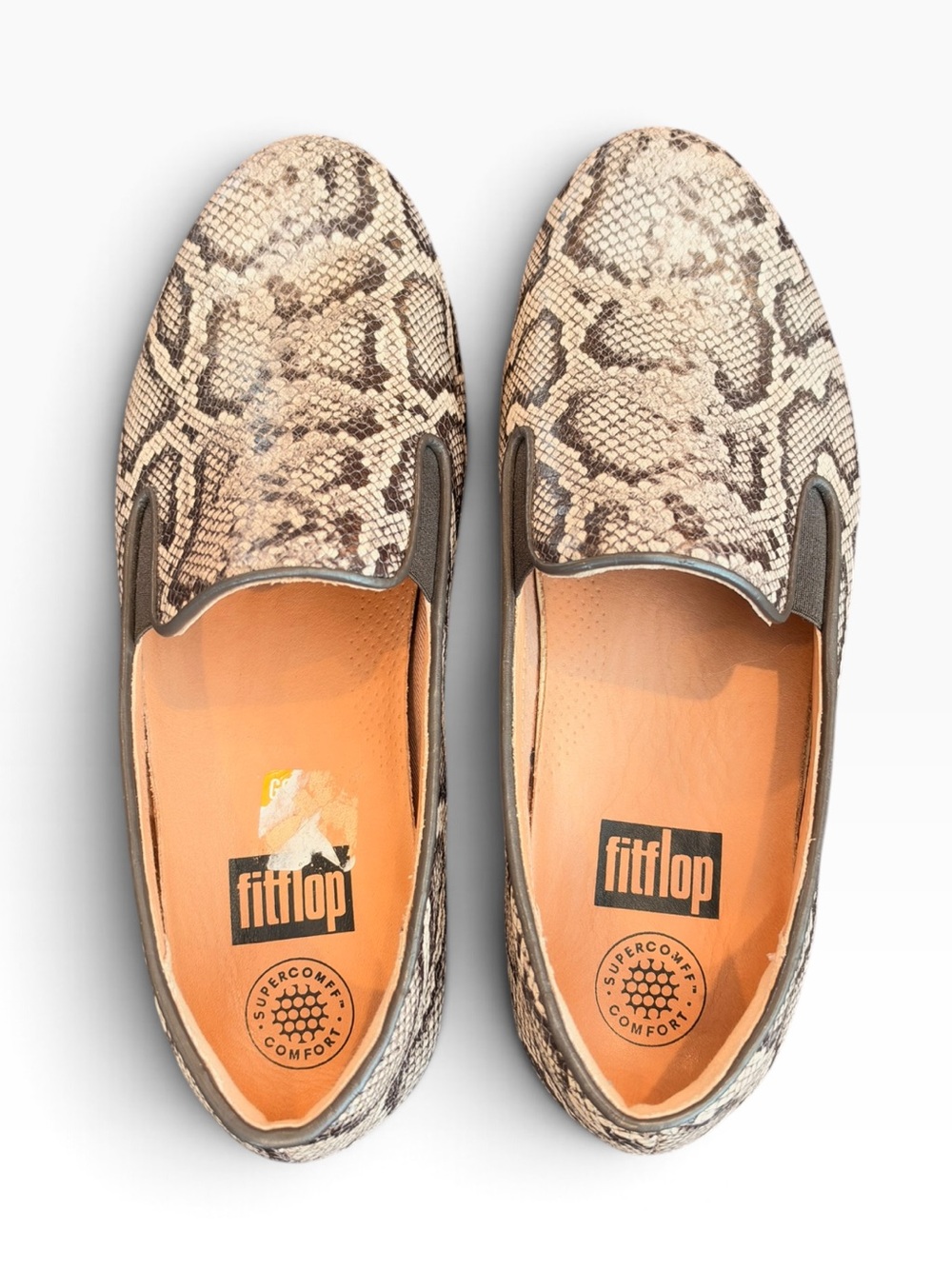 FitFlop Superskate Snake Print Leather Loafers Women’s Size 8